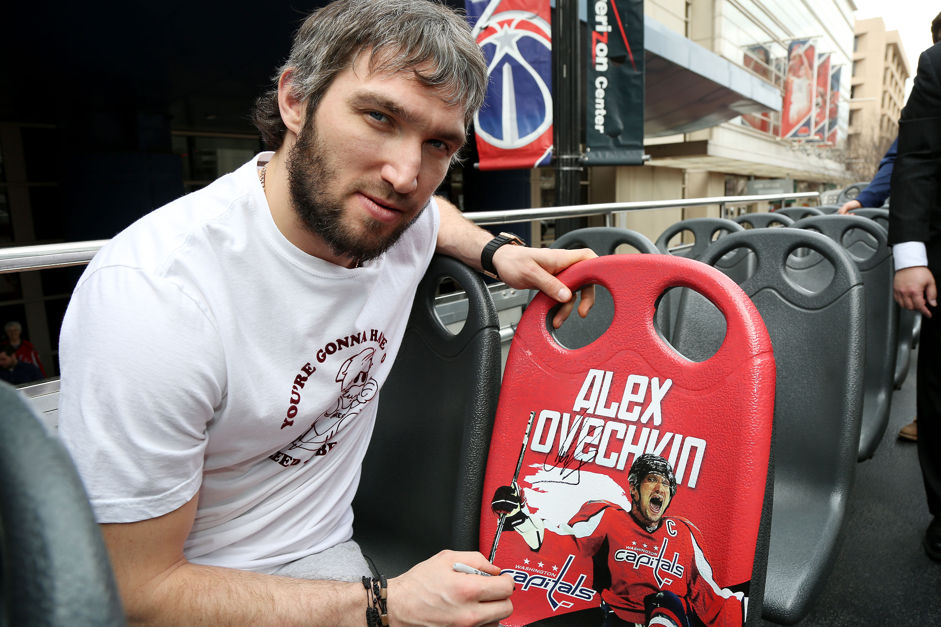 Alexander Ovechkin poses at his Ride of Fame DC induction (April 7th, 2015).