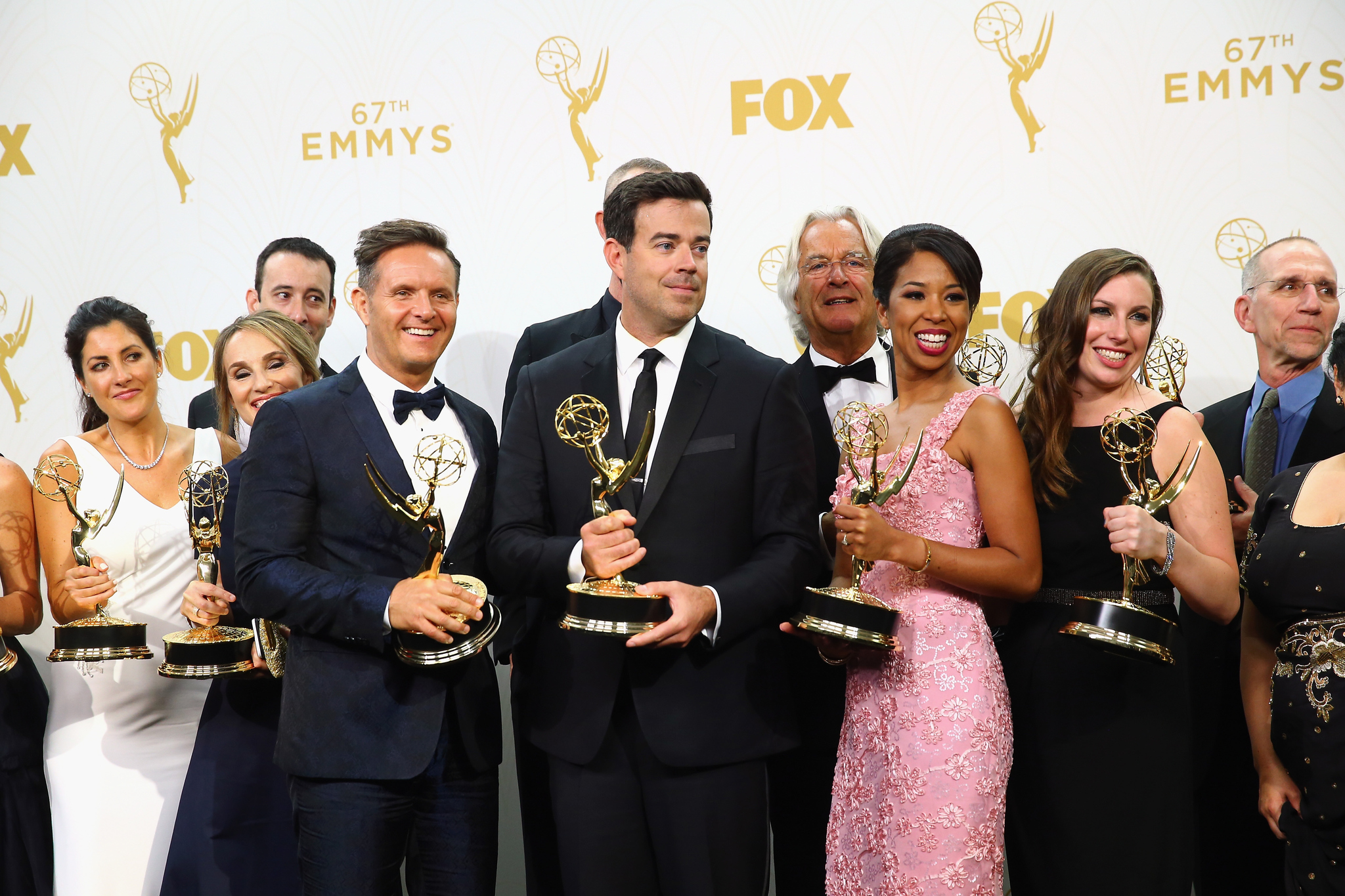 Carson Daly, Mark Burnett and Ashley Baumann at event of The 67th Primetime Emmy Awards (2015)