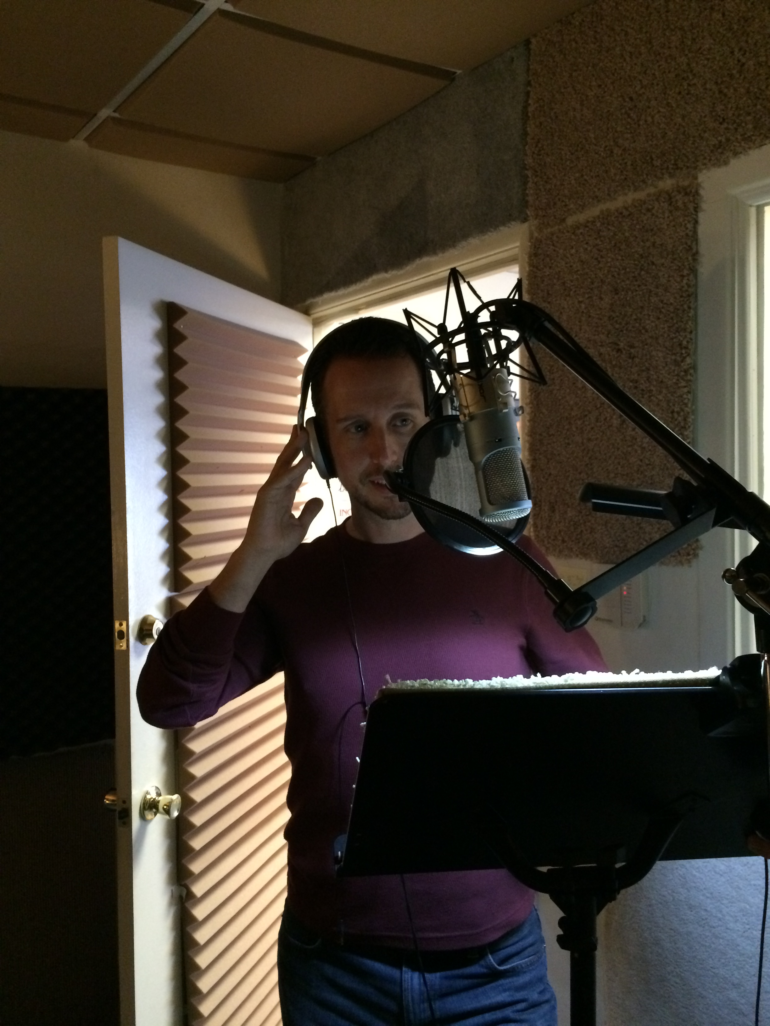 Still of Jason Wages during voice over recording session