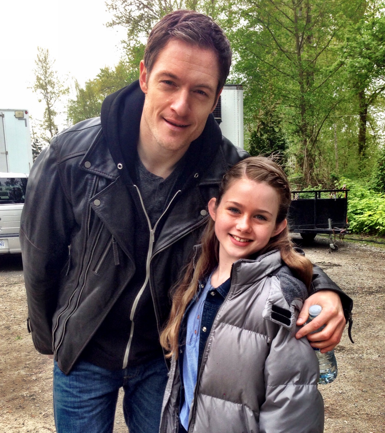 Jordyn Ashley Olson and Tahmon Penikett on set of Supernatural