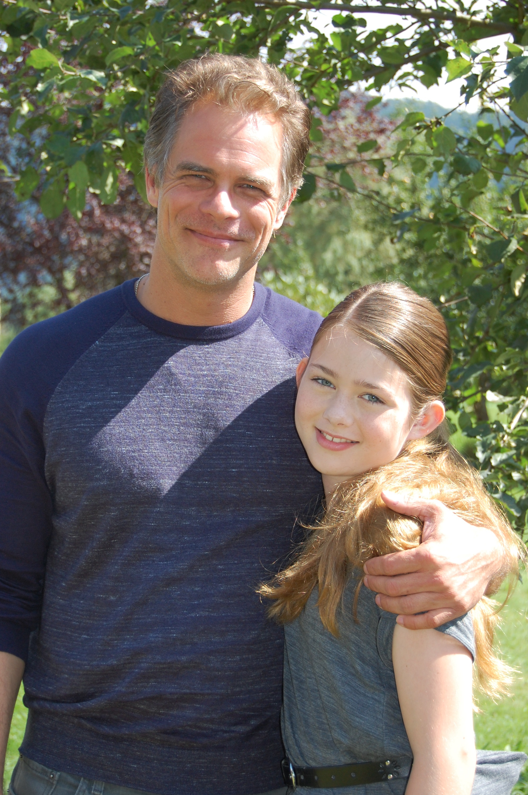 Martin Cummins and Jordyn on set of The Christmas Shepherd