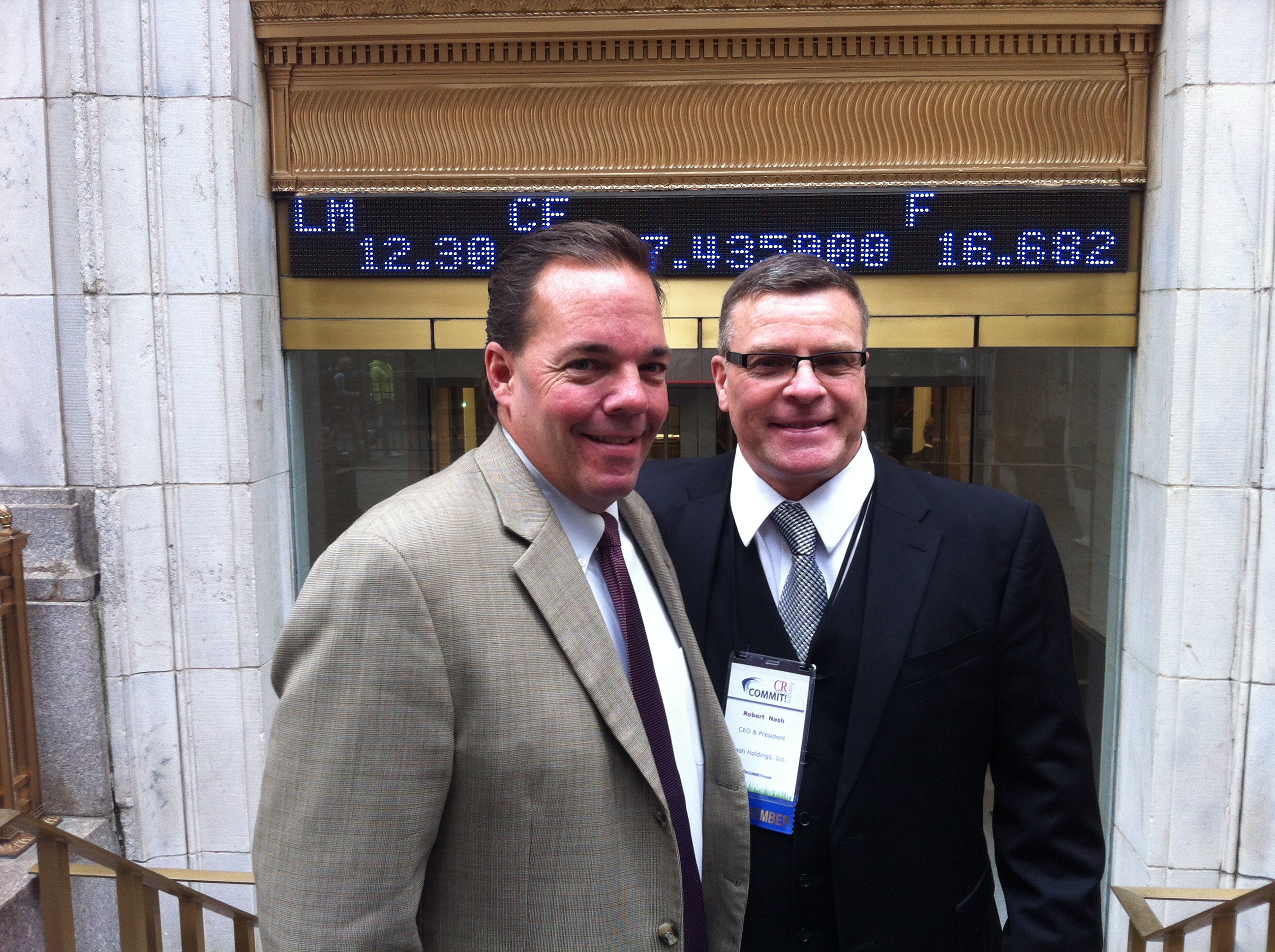 Entrance of NYSE 2013 CROA Summit - Allie Williams (Executive Director CROA) and Robert Nash upon entering the NYSE Closing Bell Ceremonies