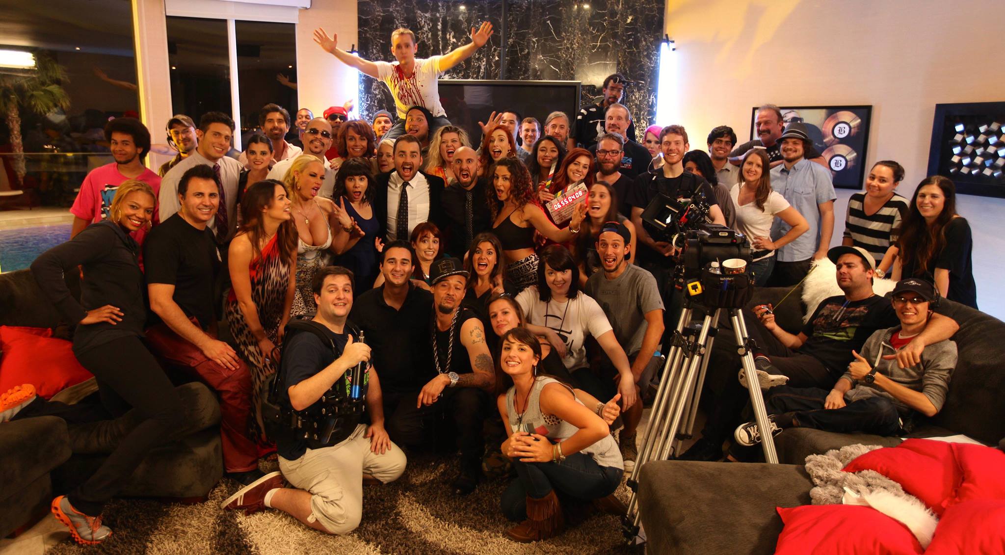 Party scene with crew in the film What Now
