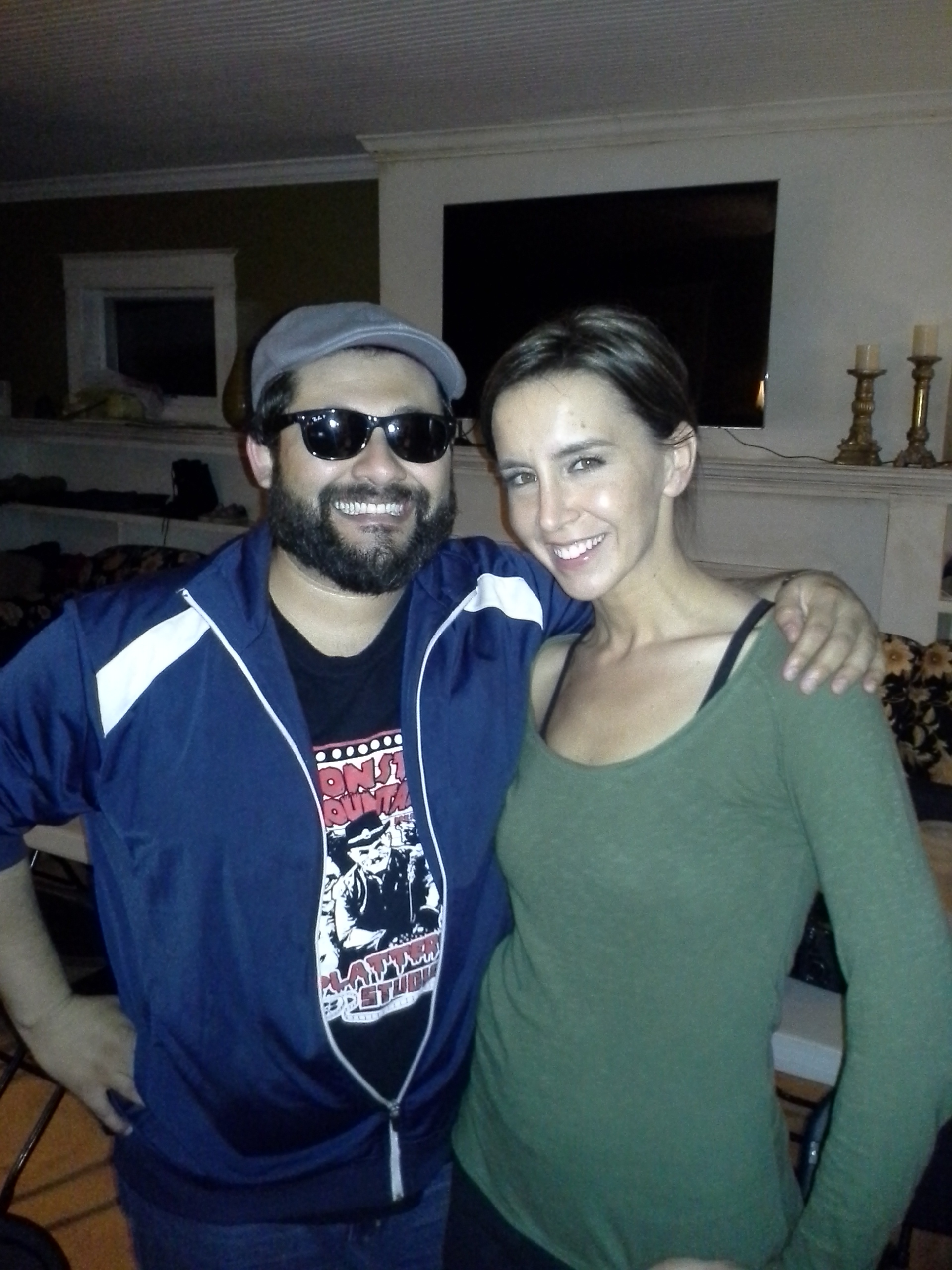Co-Producer James Morales with Actress/ Writer/ Producer Meredith Majors on set of Lake Eerie 2013