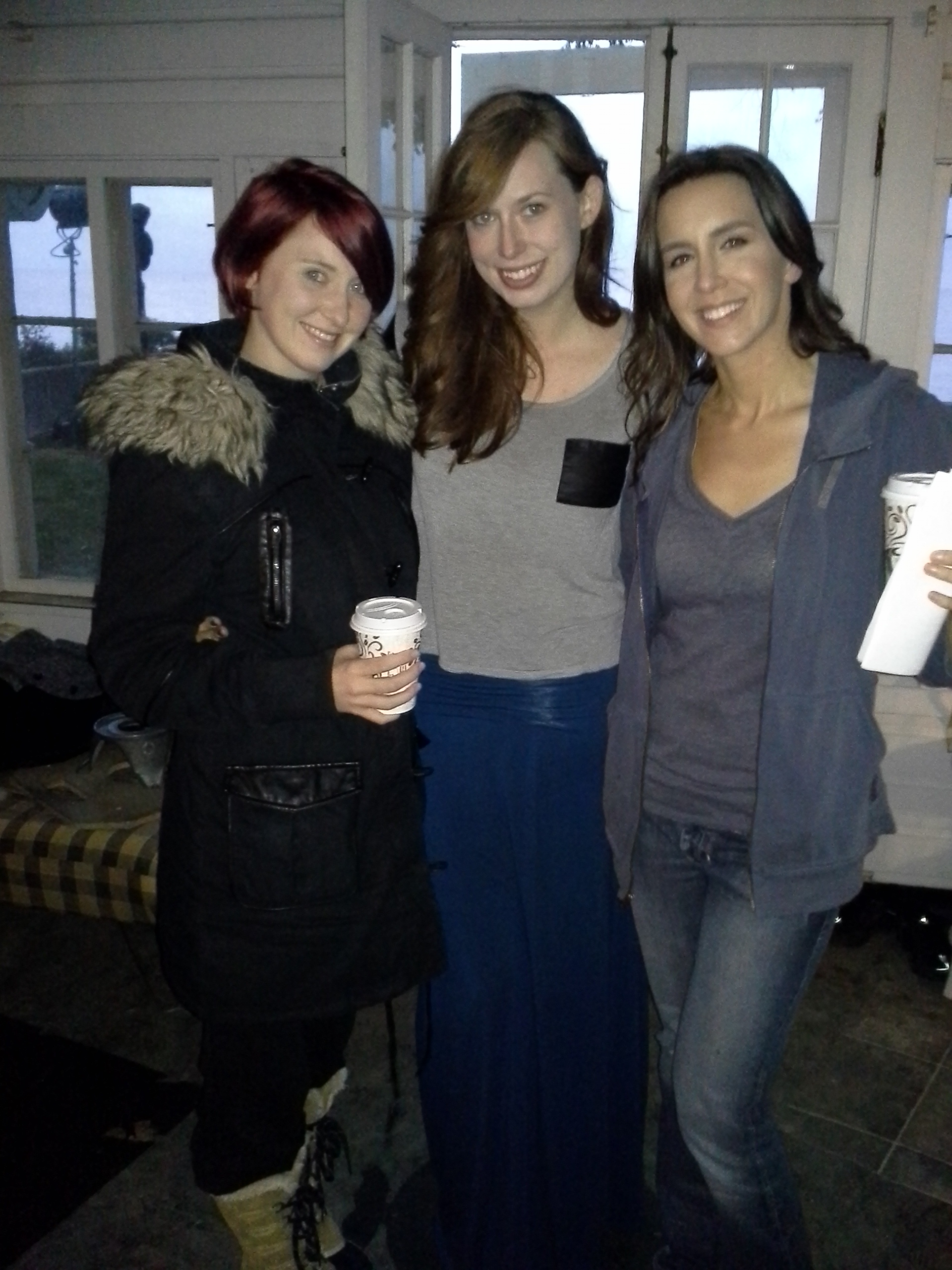 Anne Leigh Cooper (actress), Kara Tabor (production designer), Meredith Majors (producer) on set of Lake Eerie 2013.