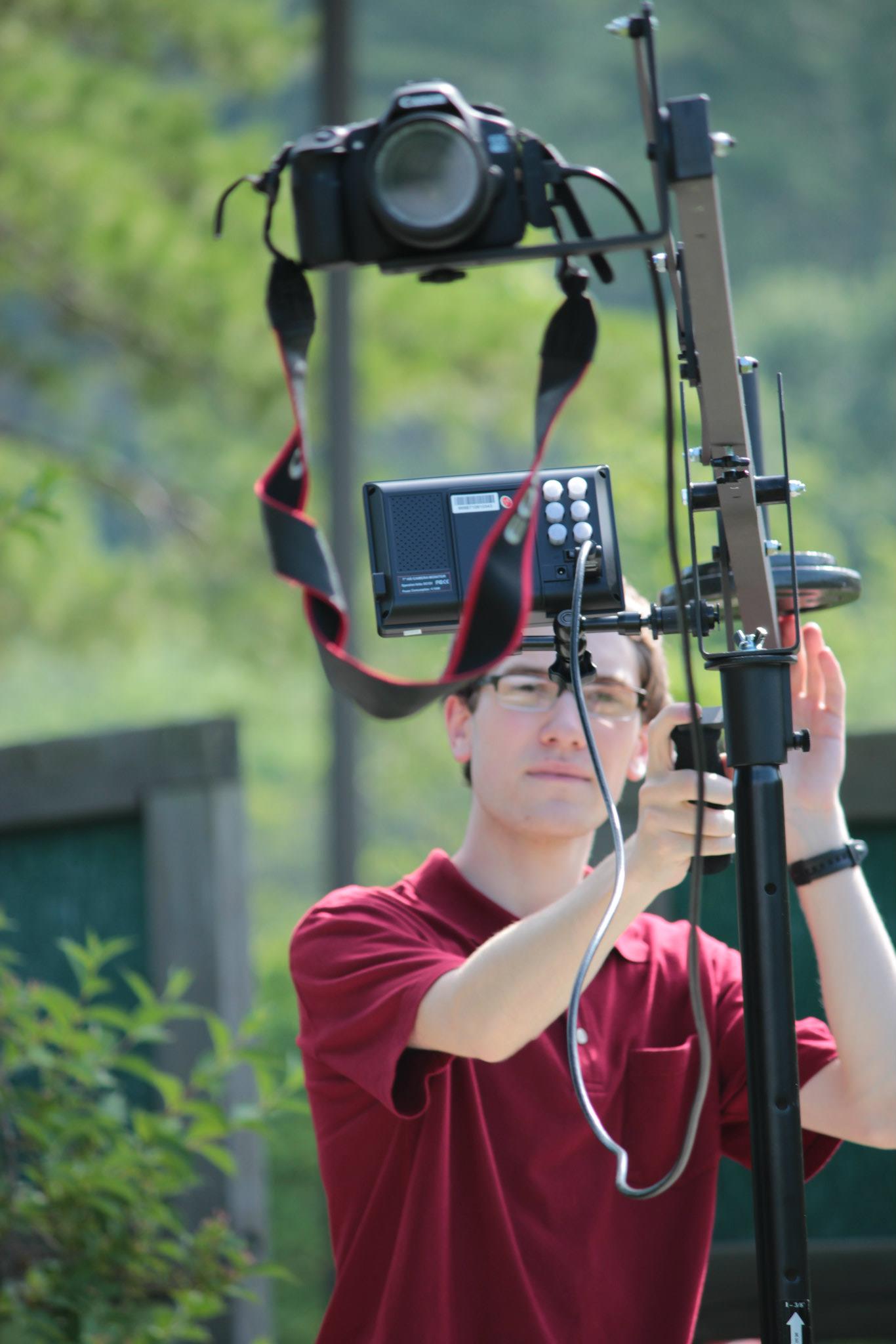 Matthew Elton shooting on a Canon 60D on a jib crane.