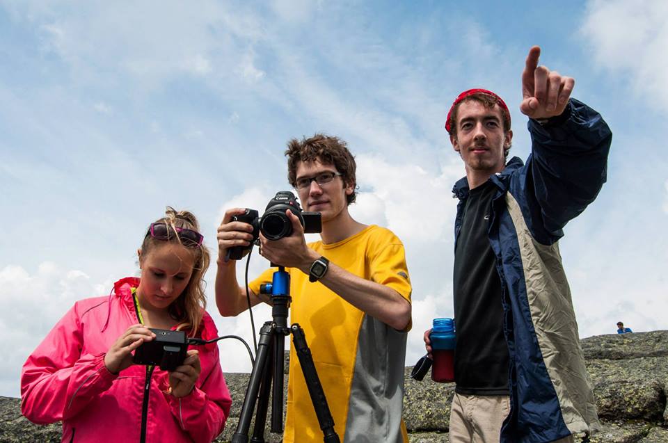 Matthew Elton (middle) with director Blake Cortright (right) shooting on a Canon C100 for 