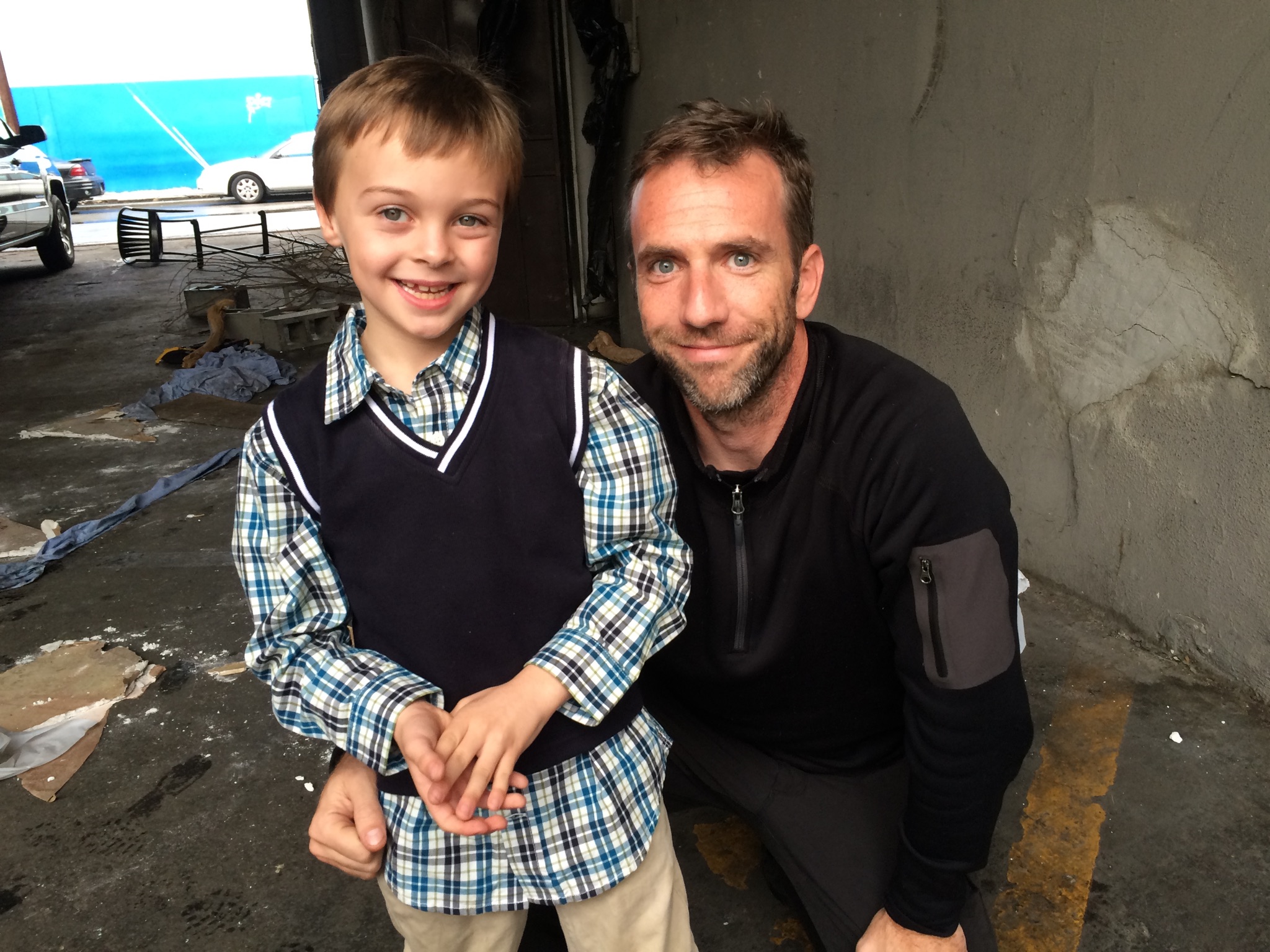 Jack as Luke Waggner with director Clint Lealos at the wrap of Todlers Vs Twisters for 