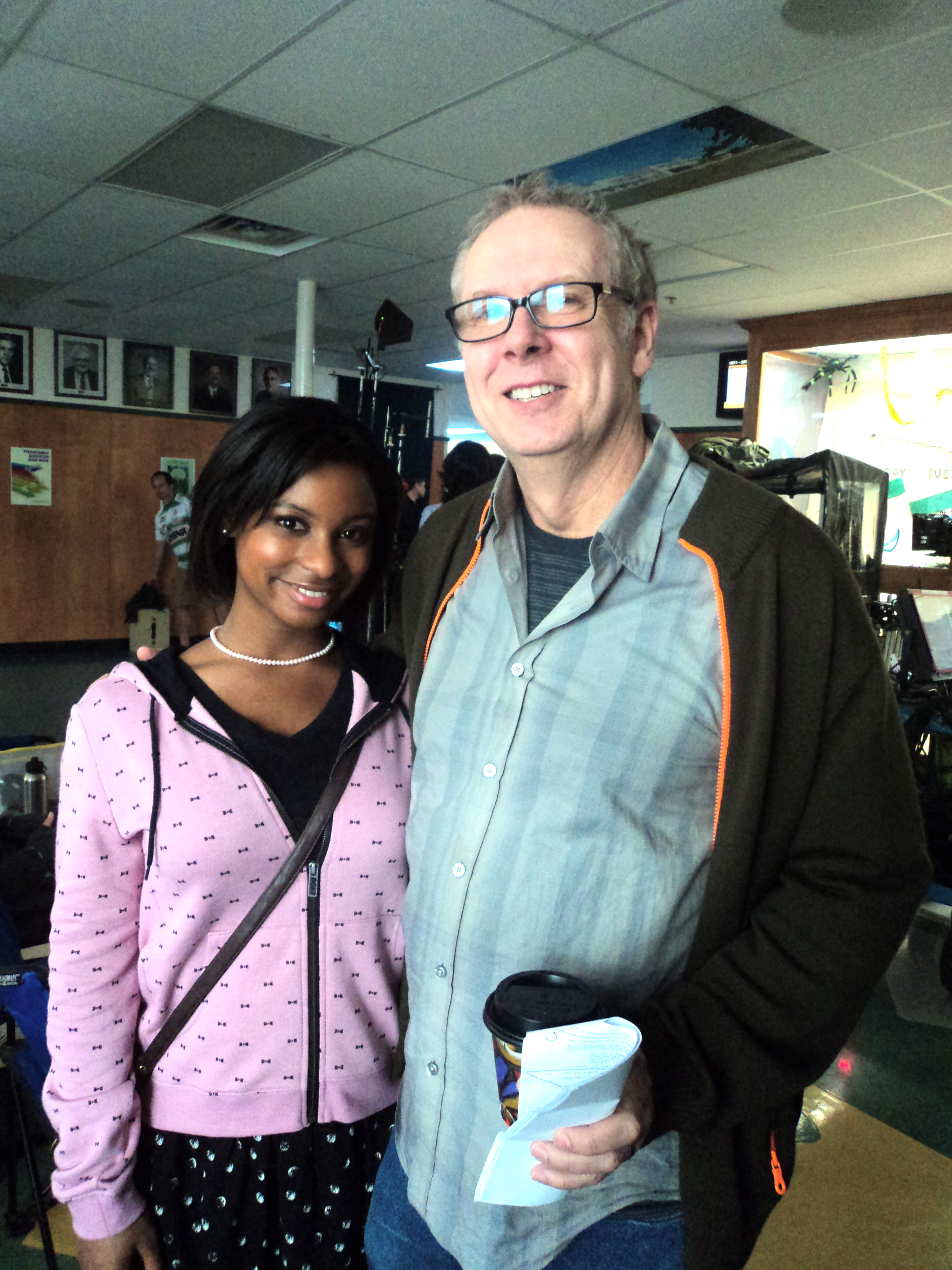 Director Norman Buckley and Heather-Claire Nortey (playing Emily) on the set of 