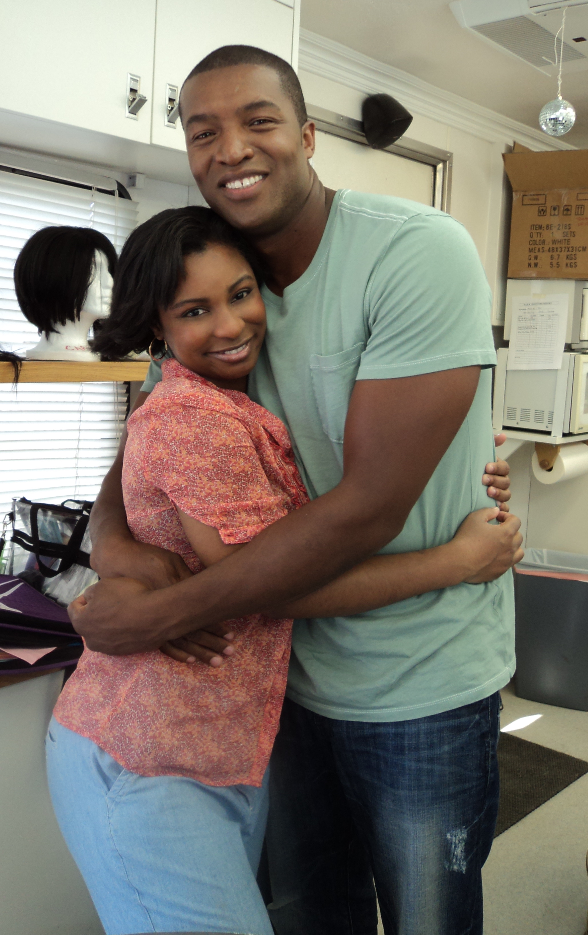 Roger Cross and Heather-Claire Nortey behind the scenes of 