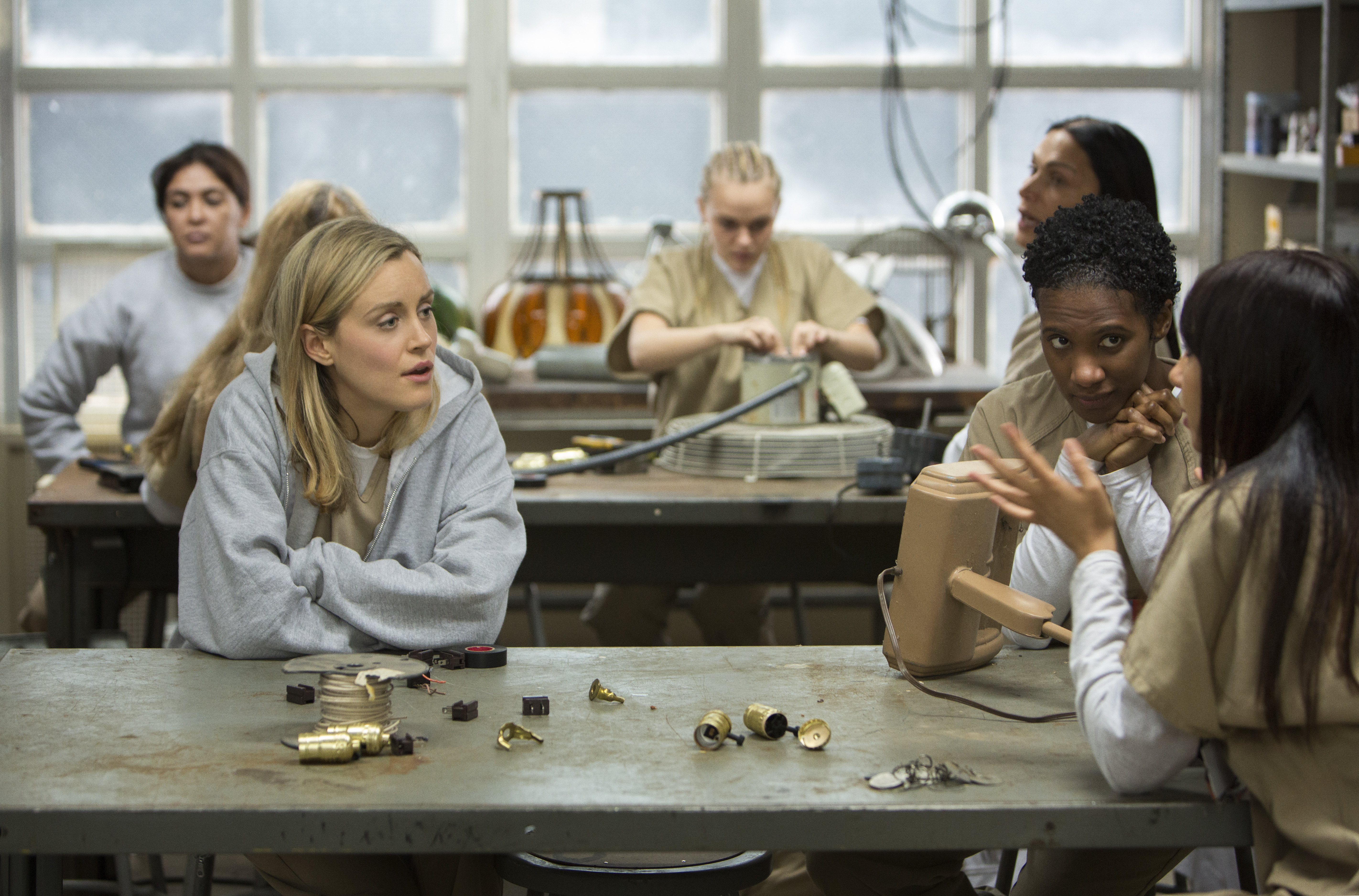 Still of Taylor Schilling and Vicky Jeudy in Orange Is the New Black (2013)