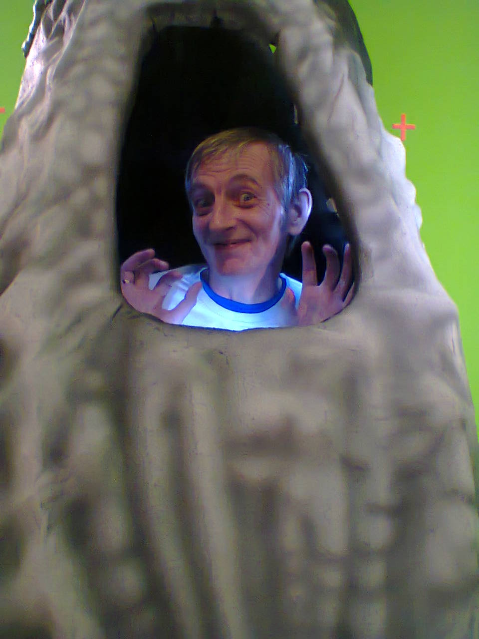 Clowning around in an alien pod used in Kaleidoscope Man, taken 2014
