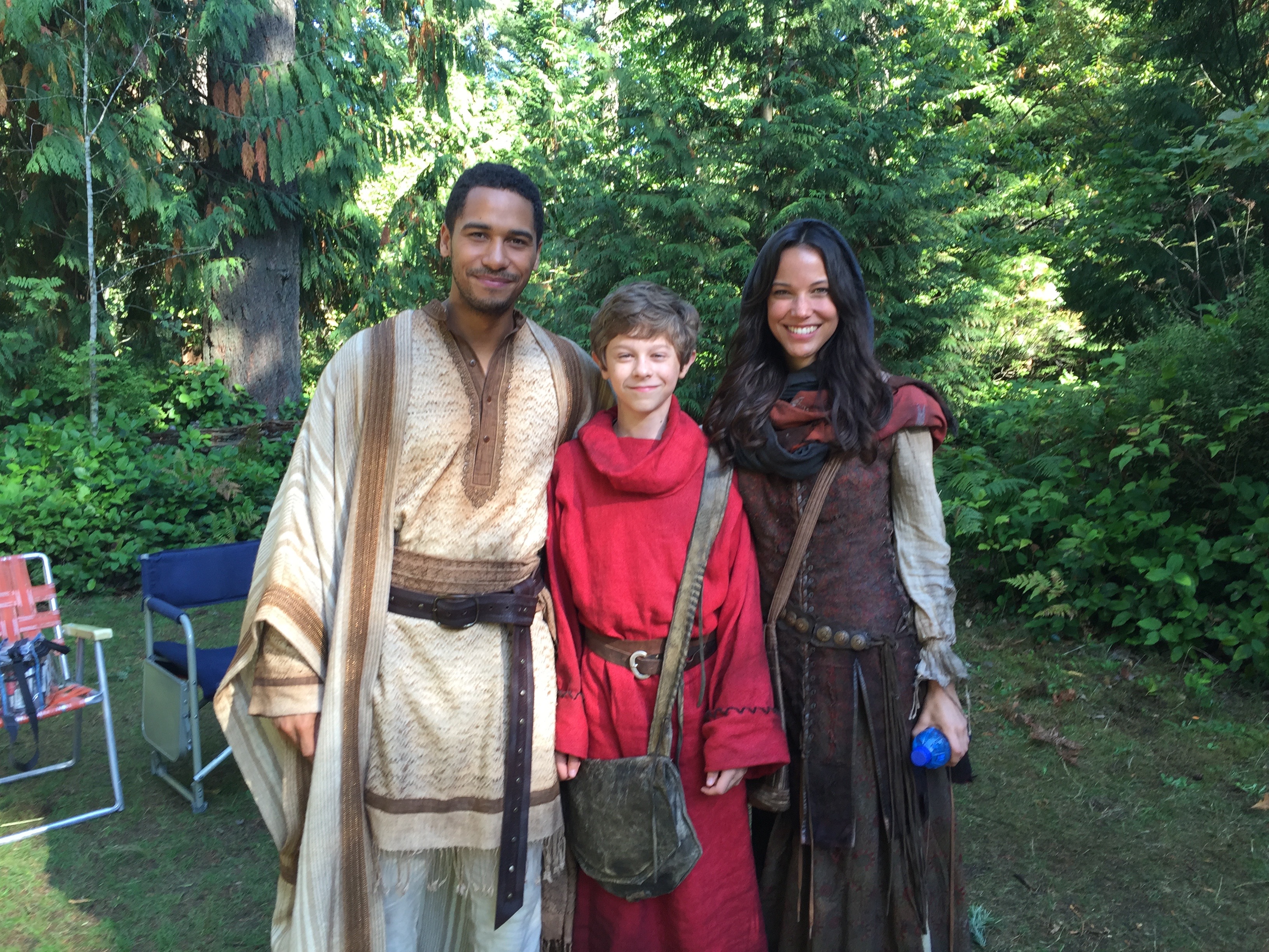 With Elliott Knight (Merlin) and Caroline Ford (Nimue) on the set of Once Upon a Time.