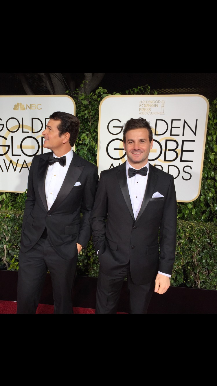 Beverly Hills (CA). Producer Actor Vincent De Paul and Director Producer Christian Filippella arrive at 77 annual Golden Globes Awards.