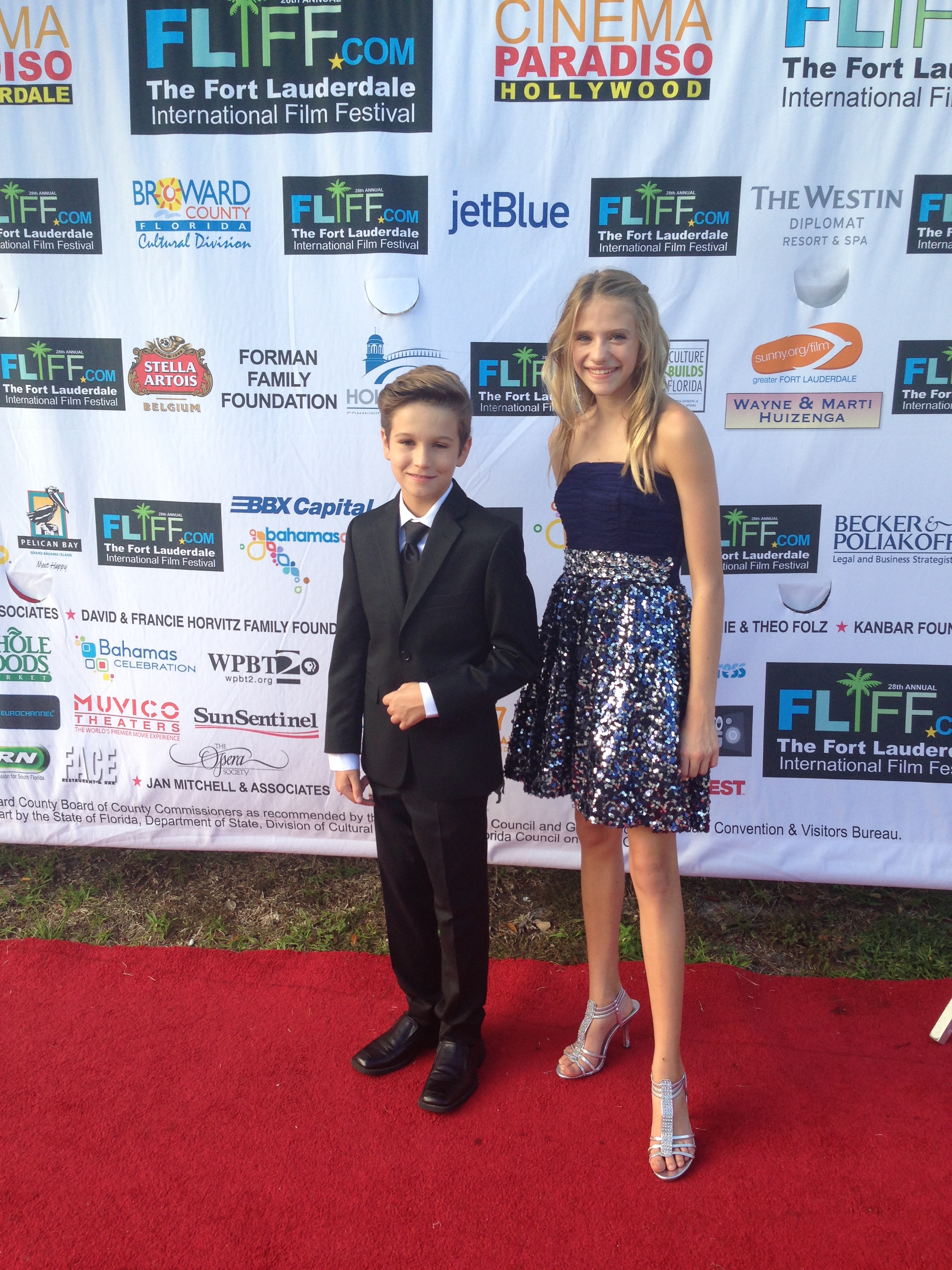 Megan with her co-star Demetri Vardoulias at the premiere of The Life Exhange