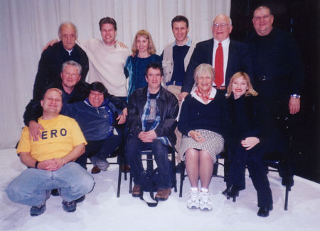 Mark Eisenstein, Brian Dusseau, Suki Weston, Joseph Del Giodice, Edward Asner, Peter Linari, Nick Taylor, Charles Balcer, Bobby Faust, Brian Backer, Estelle Parsons and Katrina Oost at a New York gathering honoring director Tom O'Horgan.