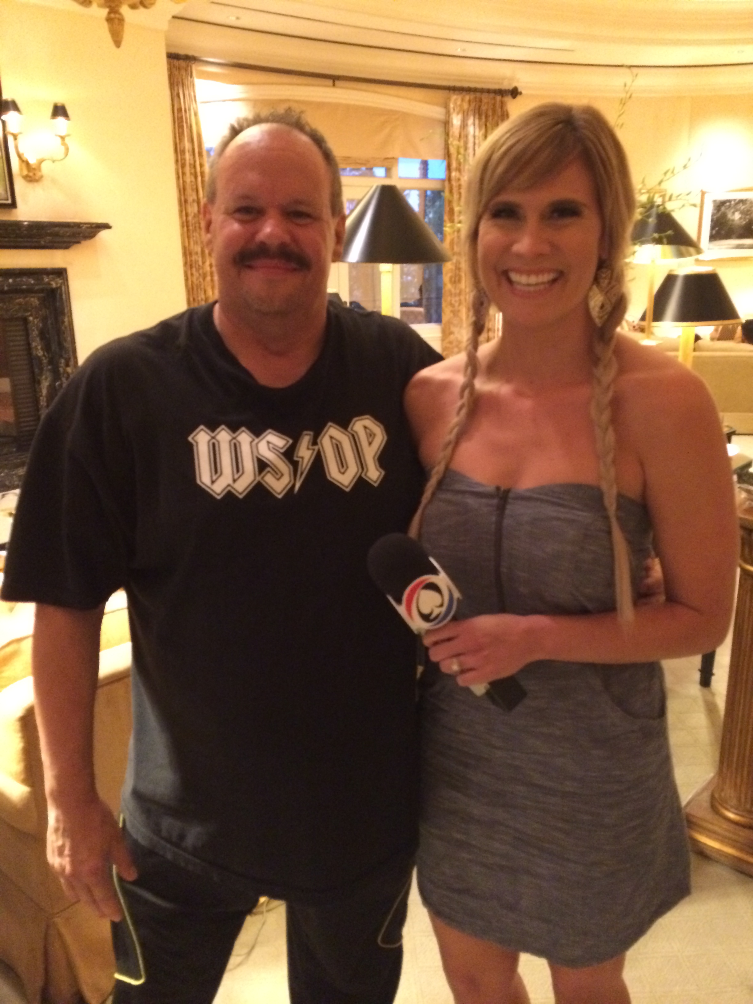 Being interviewed by Poker News reporter Sarah Grant at 2015 WSOP