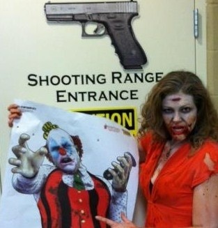 Shot zombie clown in the nose, from 25 m, in one shot with AR-15. Won both costume and shooting contest, to meet and greet with Rob Zombie.