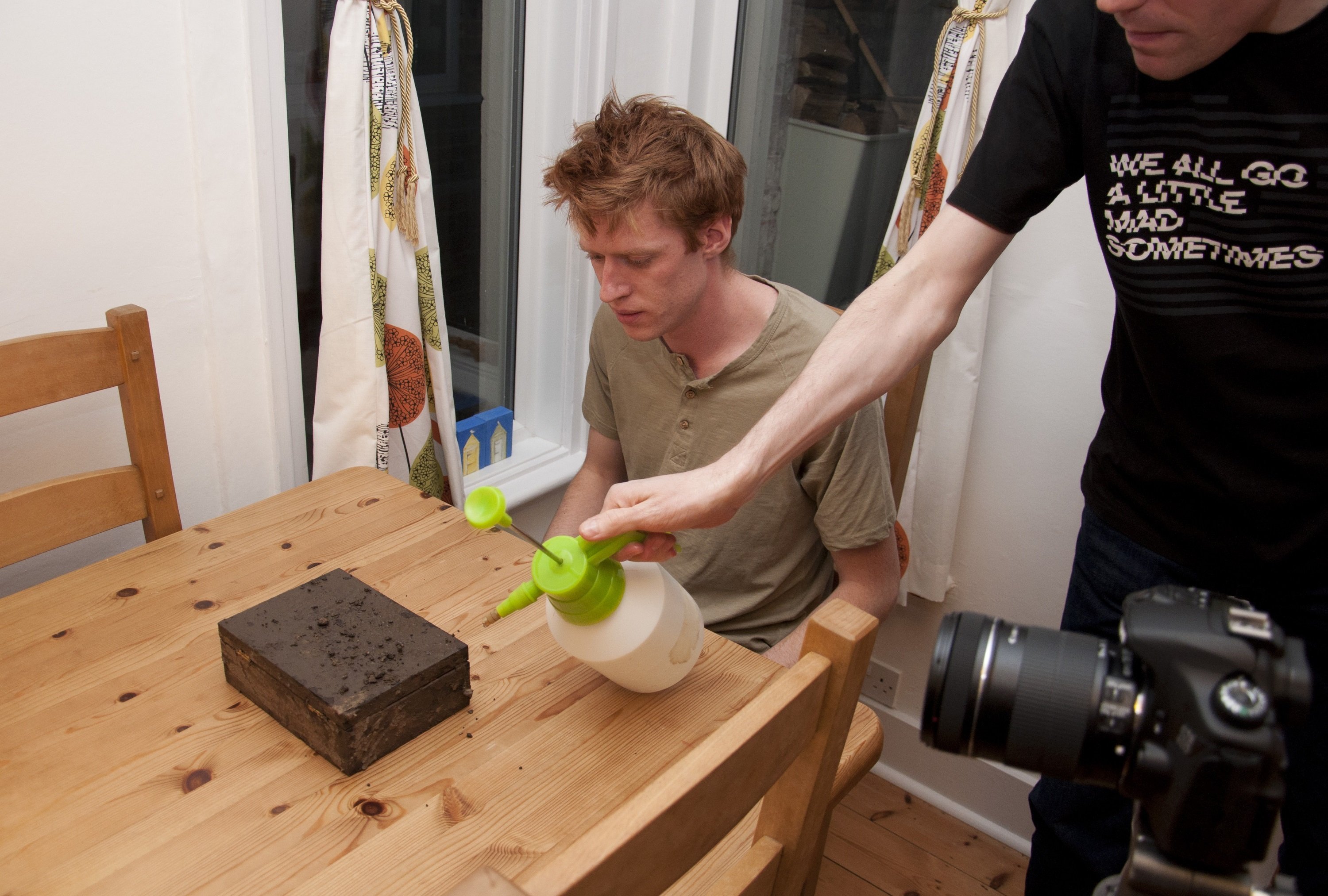 The Brethren (2013) lead actor Daniel Lovett and director Shane Wheeler (applying the finishing touches to a key prop).