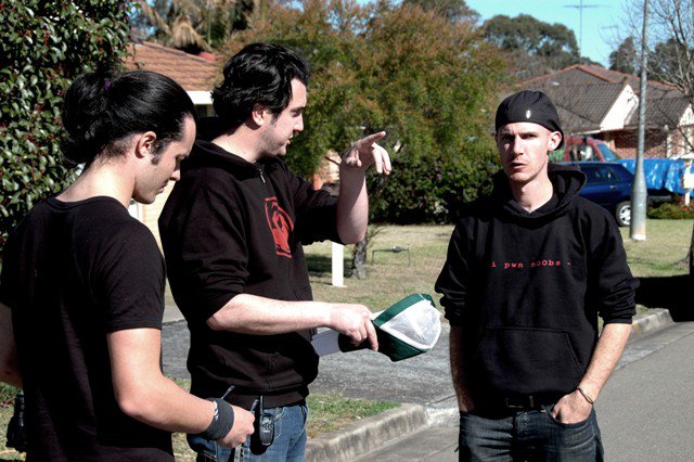 With Actor Tashi Martel (right) and cinematographer Marc Windon (left).