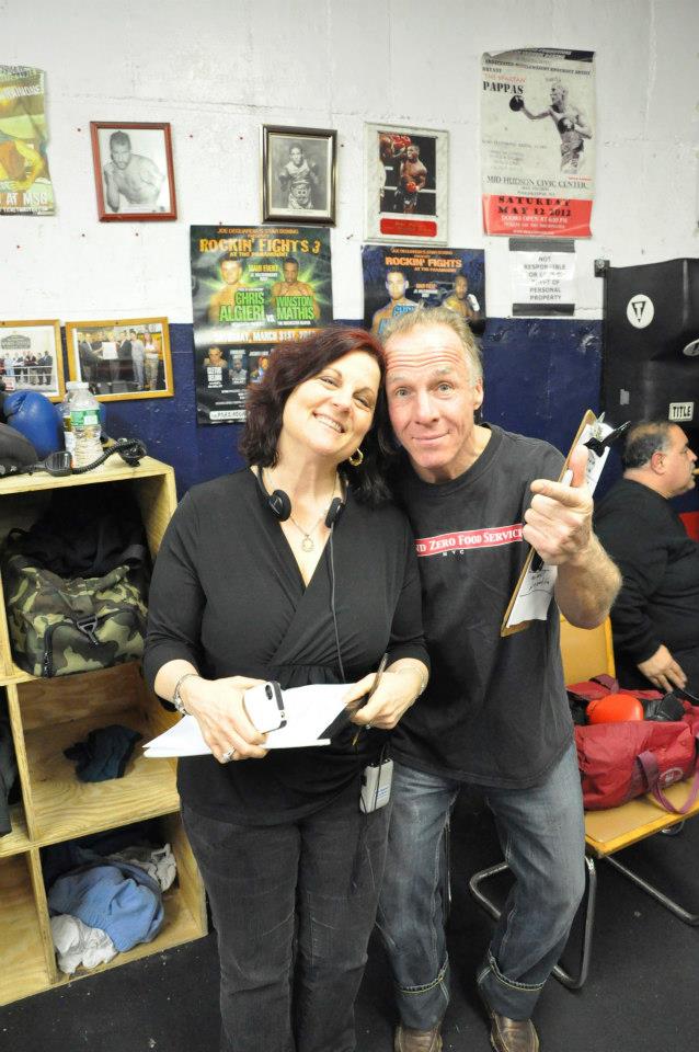 Debra Markowitz and Jackie Martling on the set of My Cross to Bear
