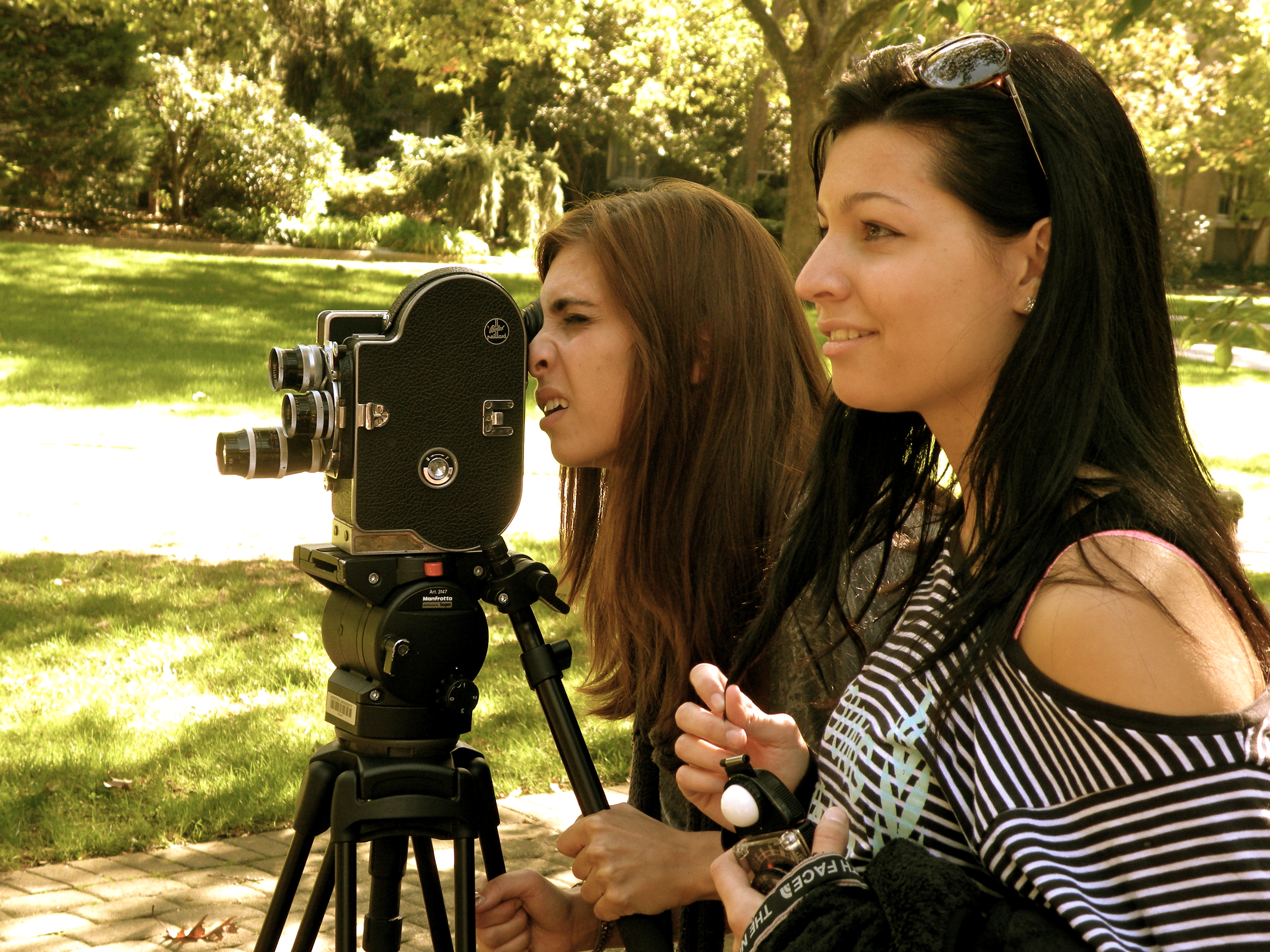 Andrea DelBene, directing first 16mm short in film school. 2010