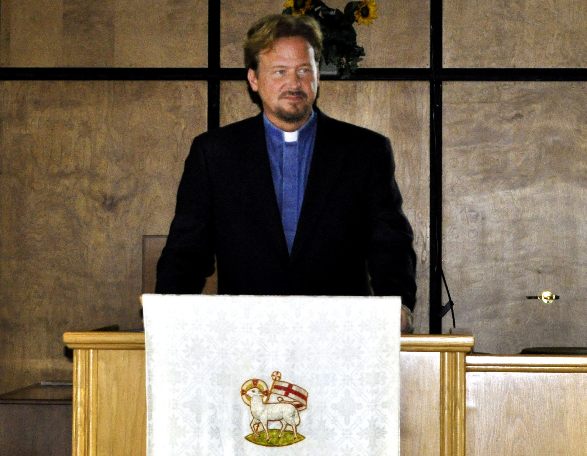 The Rev. Frank Schaefer preaches at his former parish, Zion Iona U.M. Church in Lebanon PA, 2012