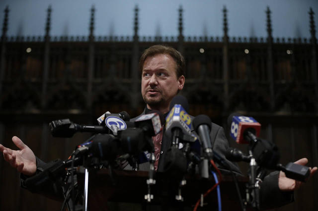 The Rev. Frank Schaefer at a press conference following his reinstatement at First U.M. Church of Germantown, PA, 2014