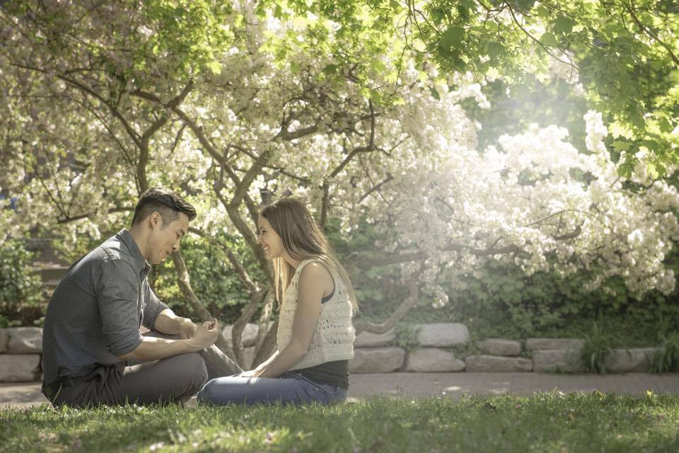 A still of Lisa Solberg and Jonathan Kim filming short film Prelude