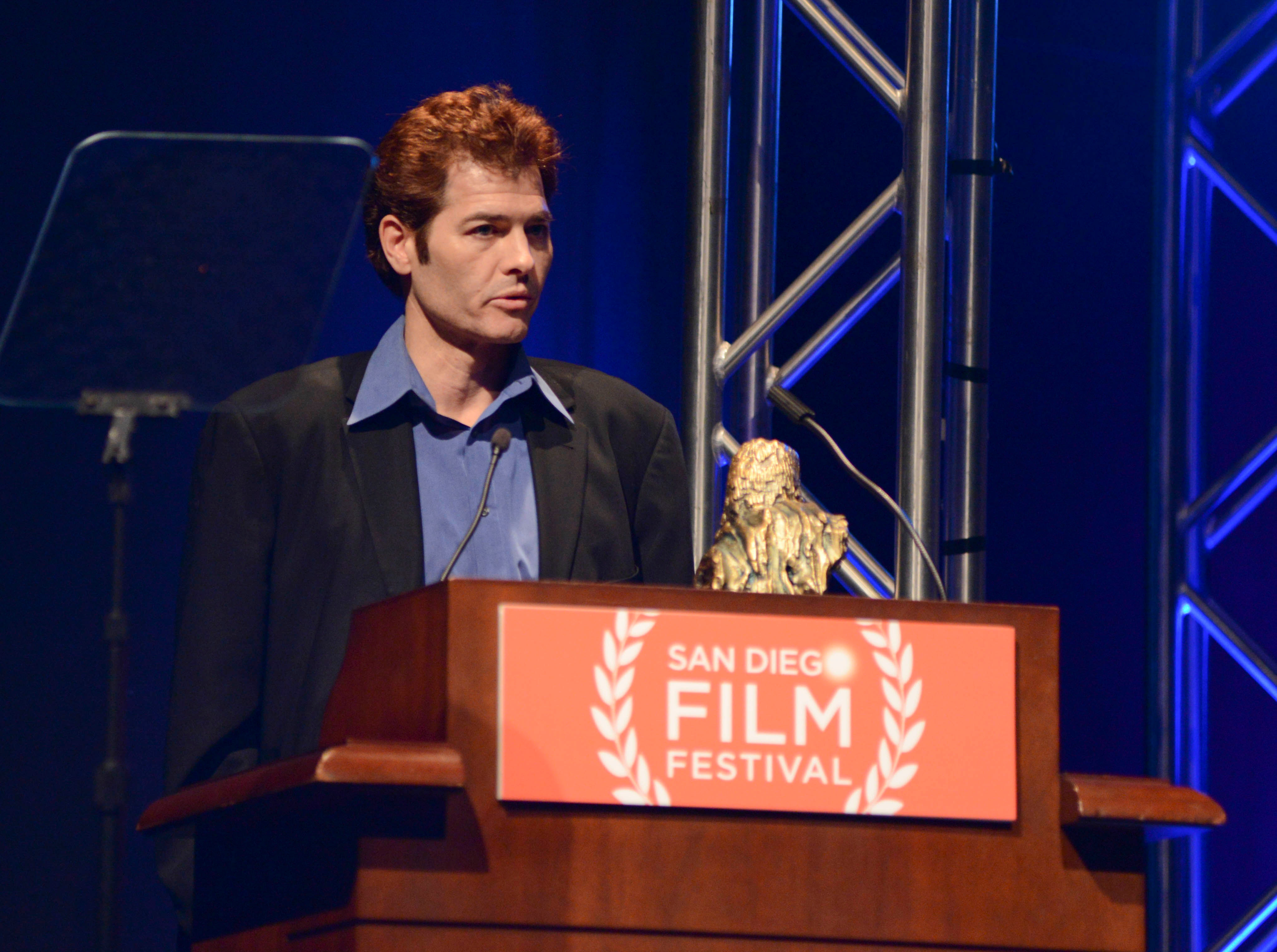 John Beaton Hill receiving The Chris Brinker Award at The San Diego Film Festival for 