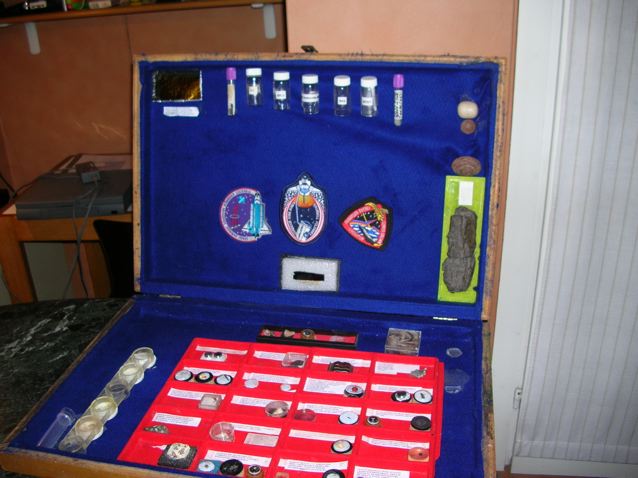 Derrel Sims, The Alien Hunter, his famous briefcase with collection of alleged alien implants.