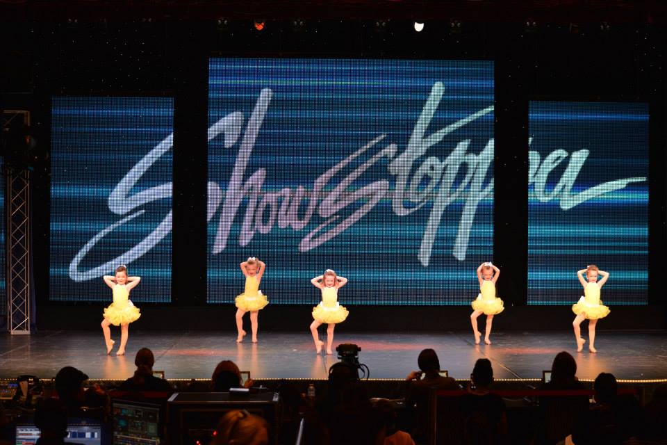 4 year old tap line at Showstopper competition. Sunnie is in the front, middle.