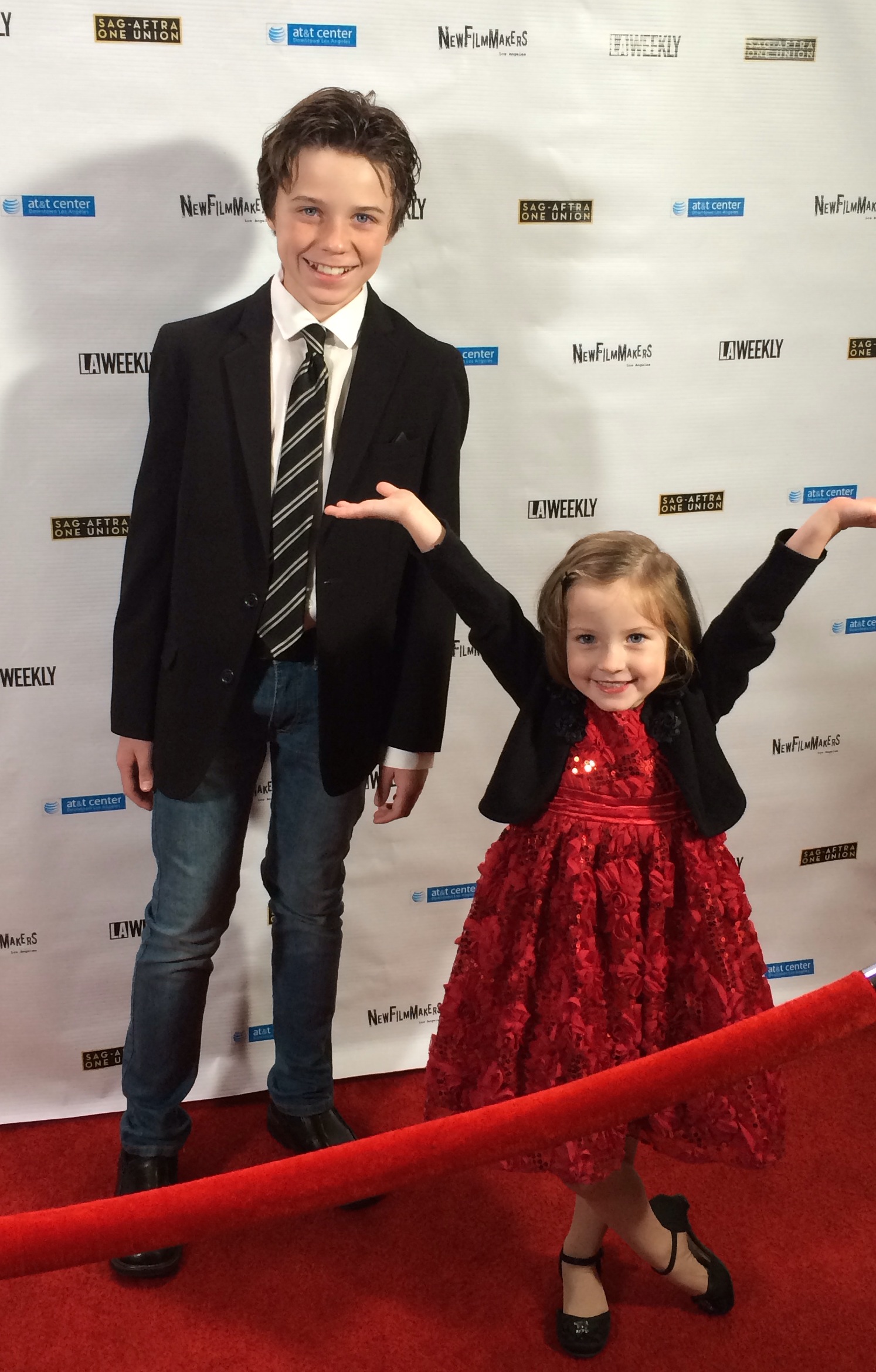 Sunnie learning about the red carpet from her brother Landon for his short film King Eternal
