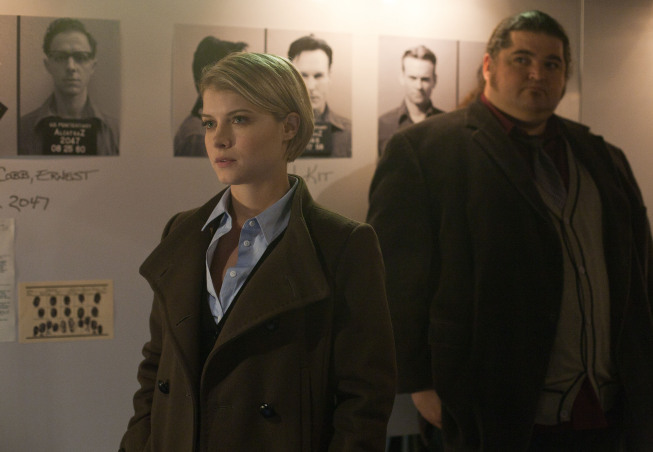 Still of Jorge Garcia and Sarah Jones in Alcatraz (2012)