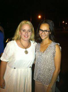 Amber Dawn Fox, left, as Agnes on the set of Realm. Pictured with actress Stephanie Gray