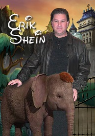 Erik Shein creator of the monsterjunkies with his creation Thunder the Elephant