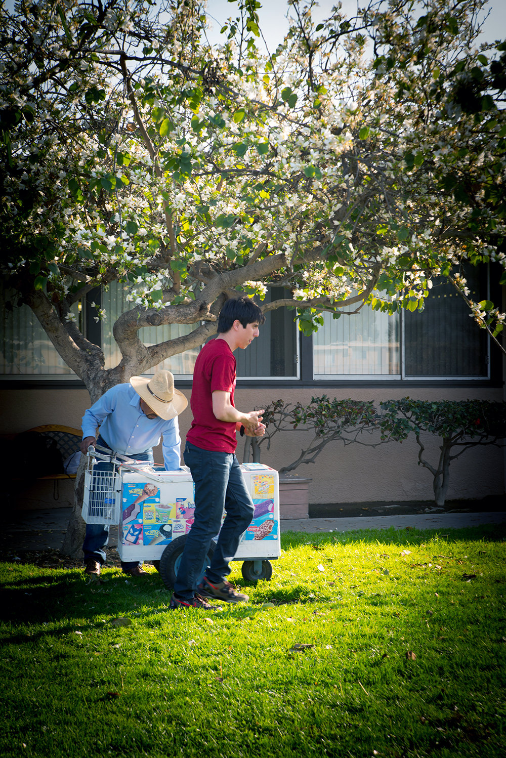 Writer-Director Addison Sandoval with Actor Luis Castanon on set in Norwalk, CA.