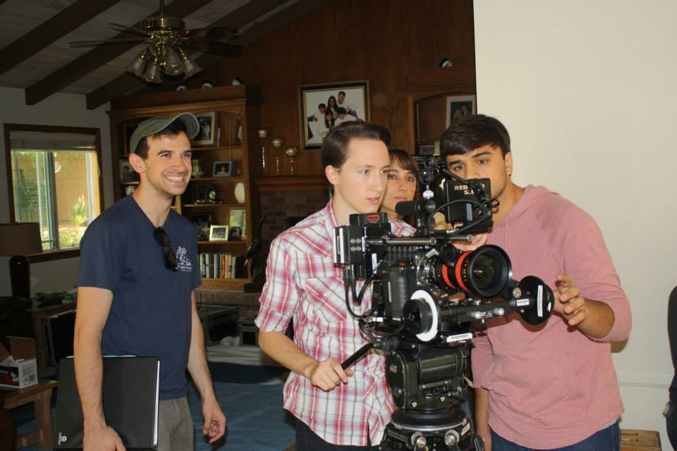 1st AD Ilan Benjamin with DP Niko Guttierez, Production Designer Kendra Bradanini and 1st AC Arjan Sudick on set of Dad