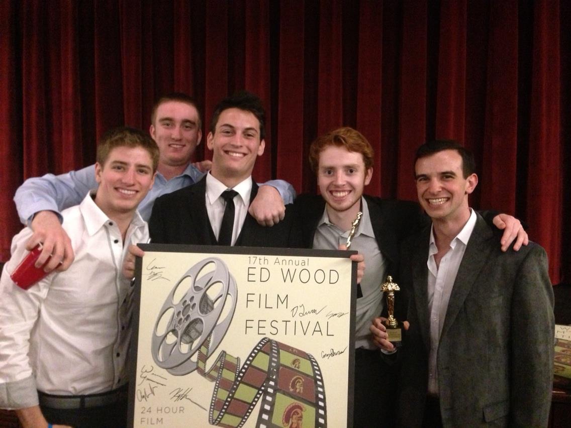 Writer Ilan Benjamin, actor Peter Etherington, producer Kyle Wasserman, grip Conor Hall and director Jack Martin at the 2013 Ed Wood Film Festival, winning 