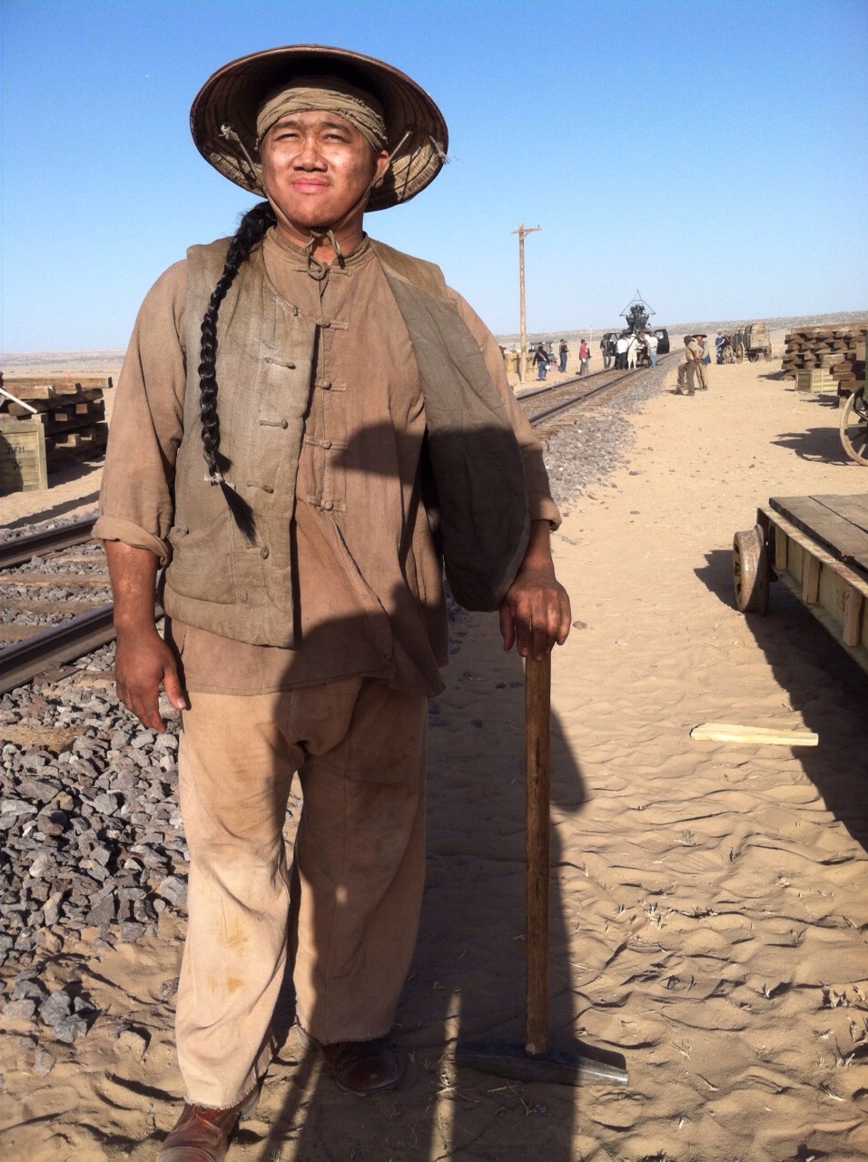 Chinese rail road worker on set of The Lone Ranger.