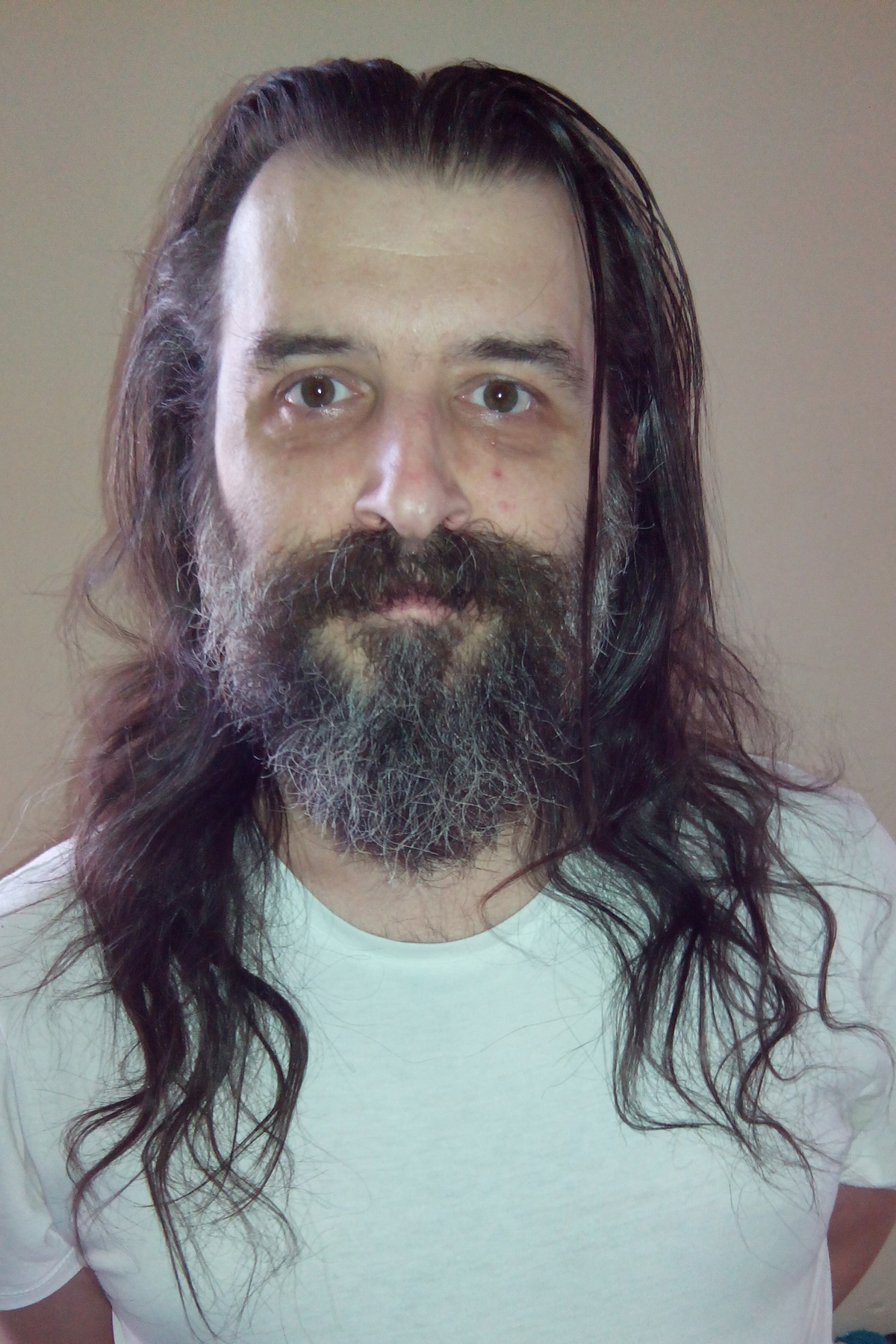 Long hair and beard to play Jesus Christ March 2015.