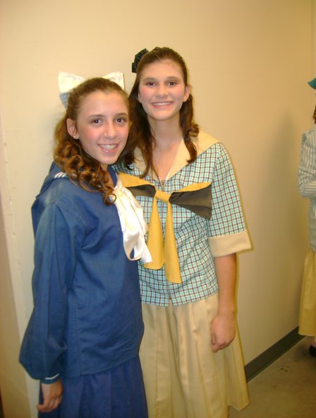 Andrea Fantauzzi and Courtney Shanholzer backstage in Starlight Theatre's production of The Music Man.