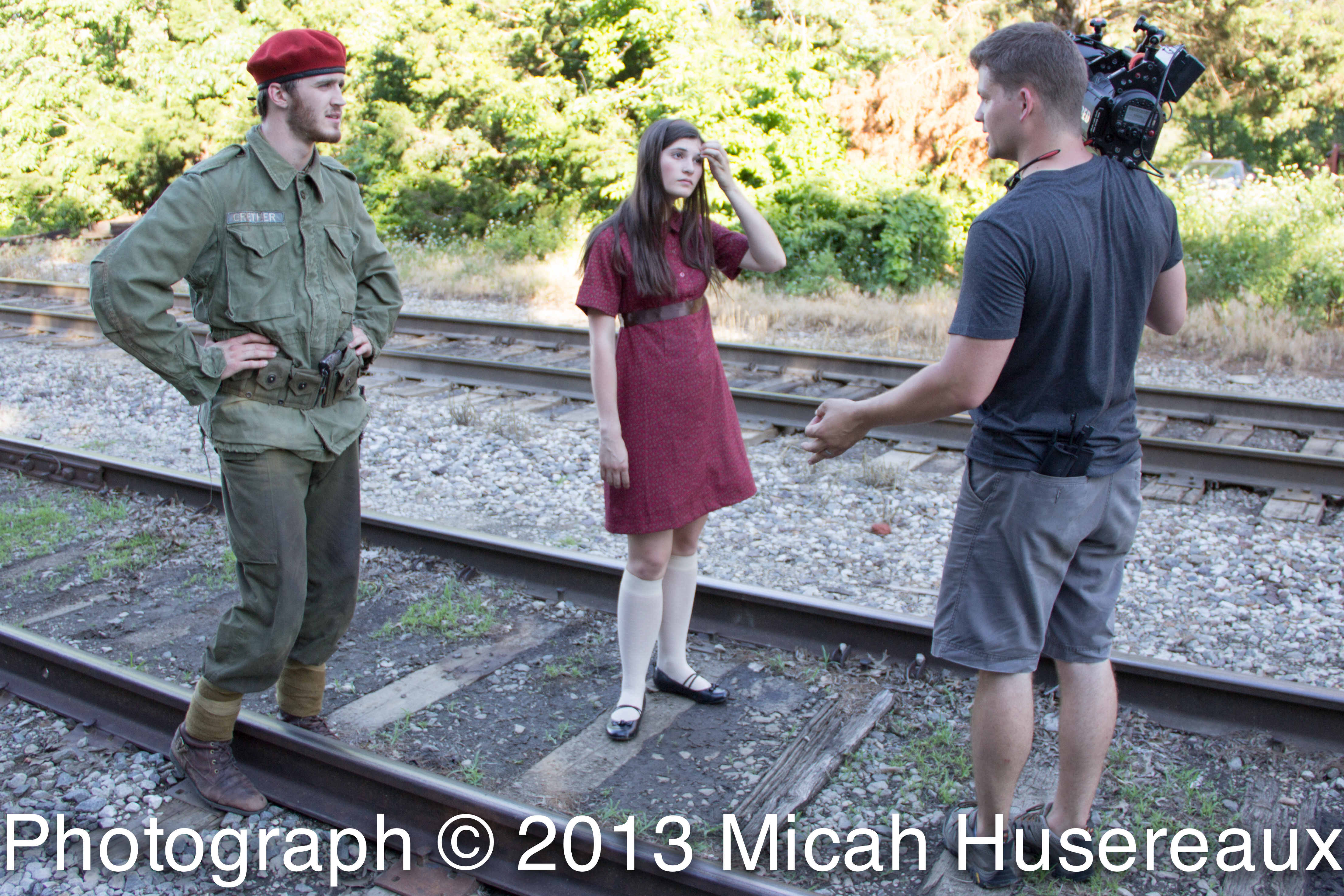 Andrea Fantauzzi and Seth Andrew Macchi with director Bradley J. Lincoln filming the dreaming sequence of Adira.