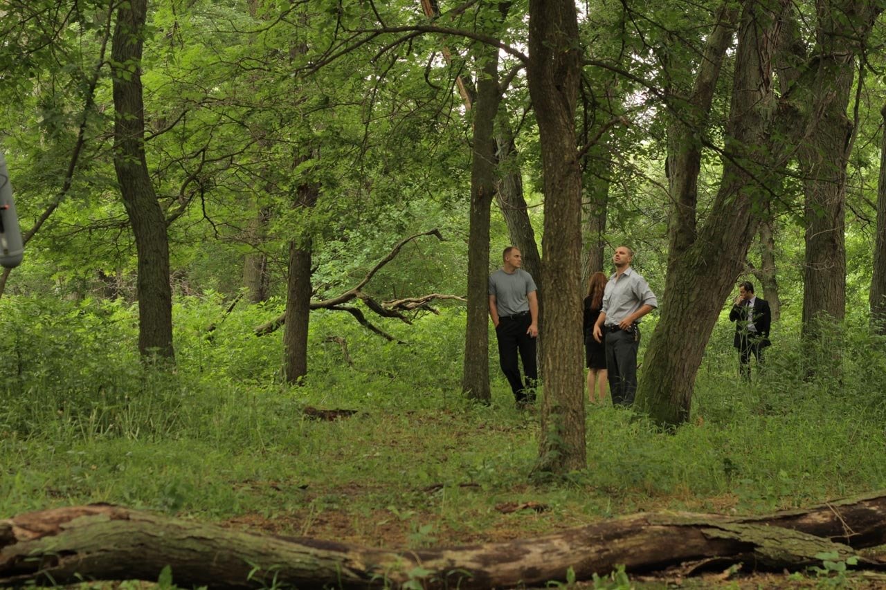 Stephanie Barone, Christos Vasilopoulos, Robin Zamora and Thorin Meyer in The Survival Game (2012)