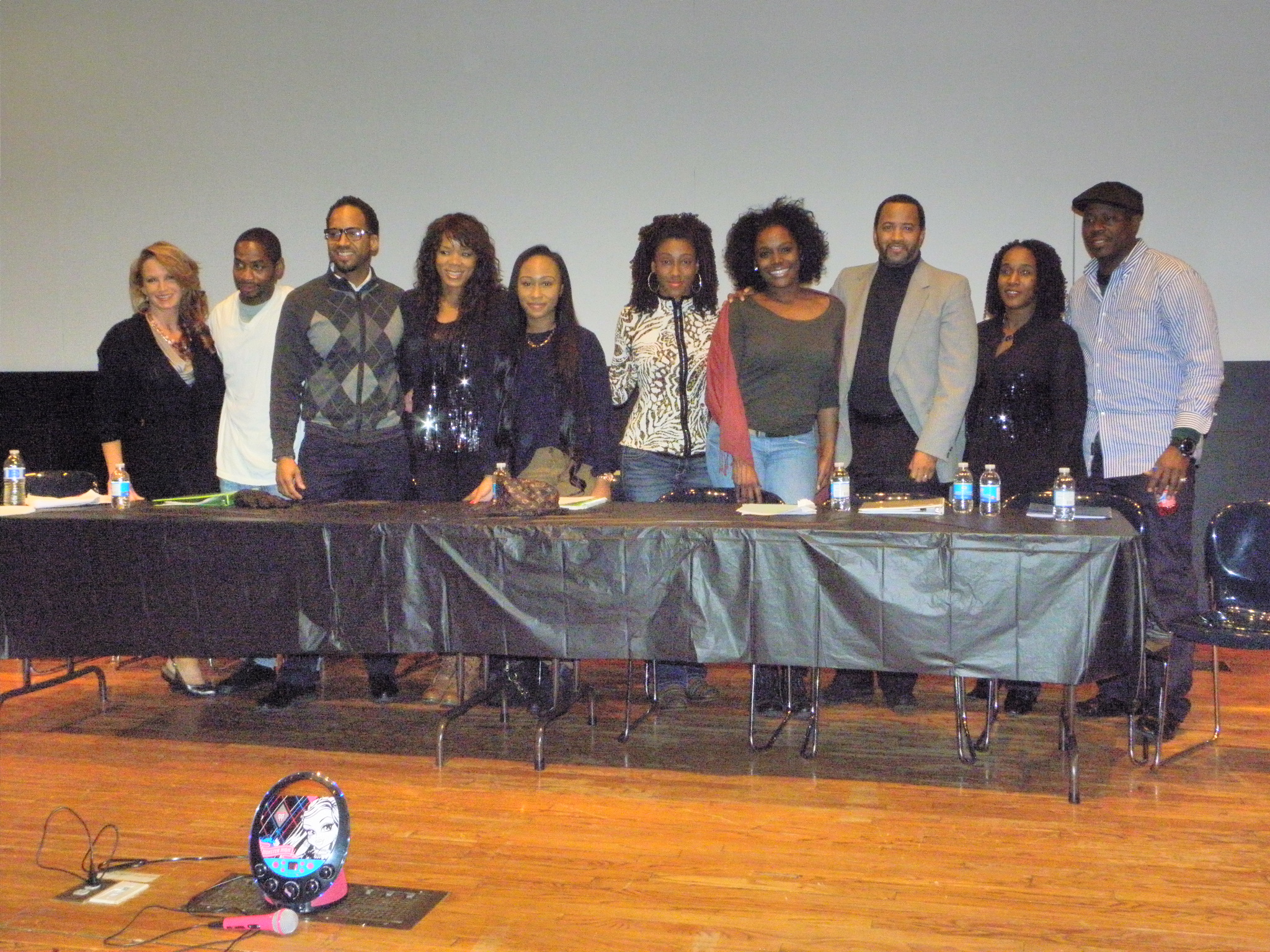 Cast for New School Table Read and screenwriter Denise Powell.