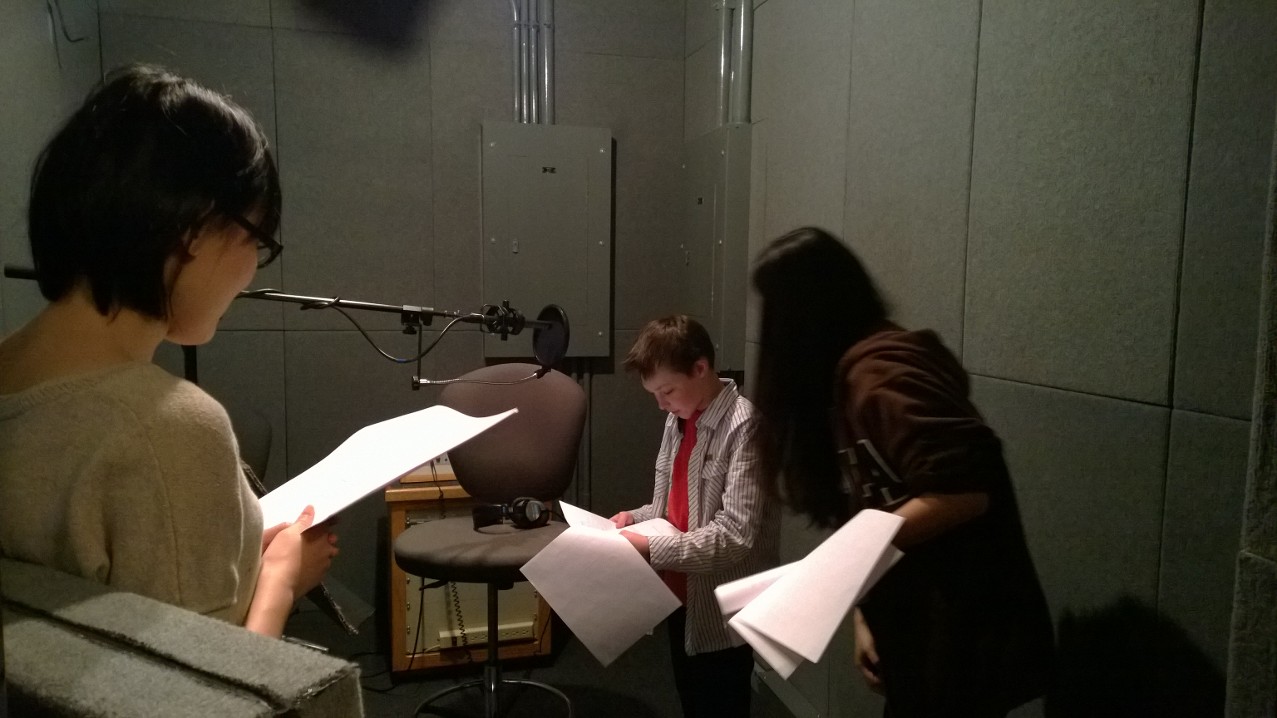 Recording voice over for Cheese and Eggplant for the character Durian with director and animator Yangzi She of UCLA