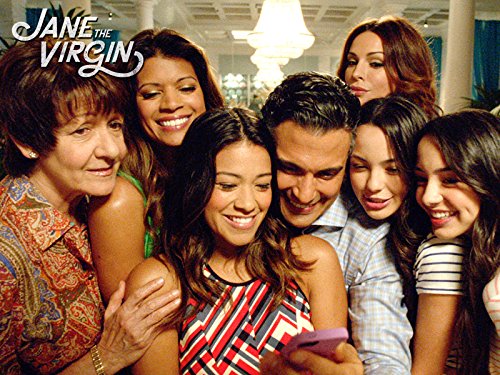 Still of Jaime Camil, Ivonne Coll, Andrea Navedo, Gina Rodriguez, Tina Casciani, Veronica Merrell and Vanessa Merrell in Jane the Virgin (2014)