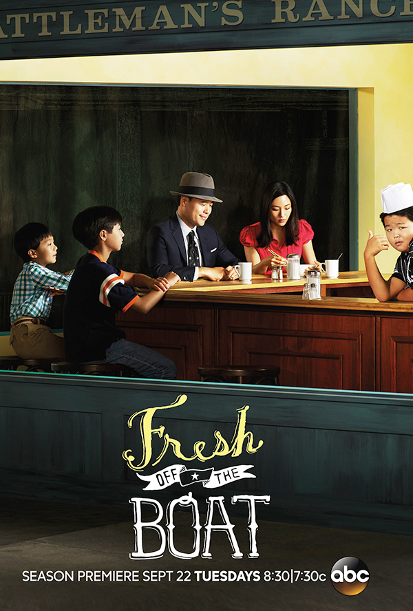 Randall Park, Constance Wu, Forrest Wheeler, Ian Chen and Hudson Yang in Fresh Off the Boat (2015)