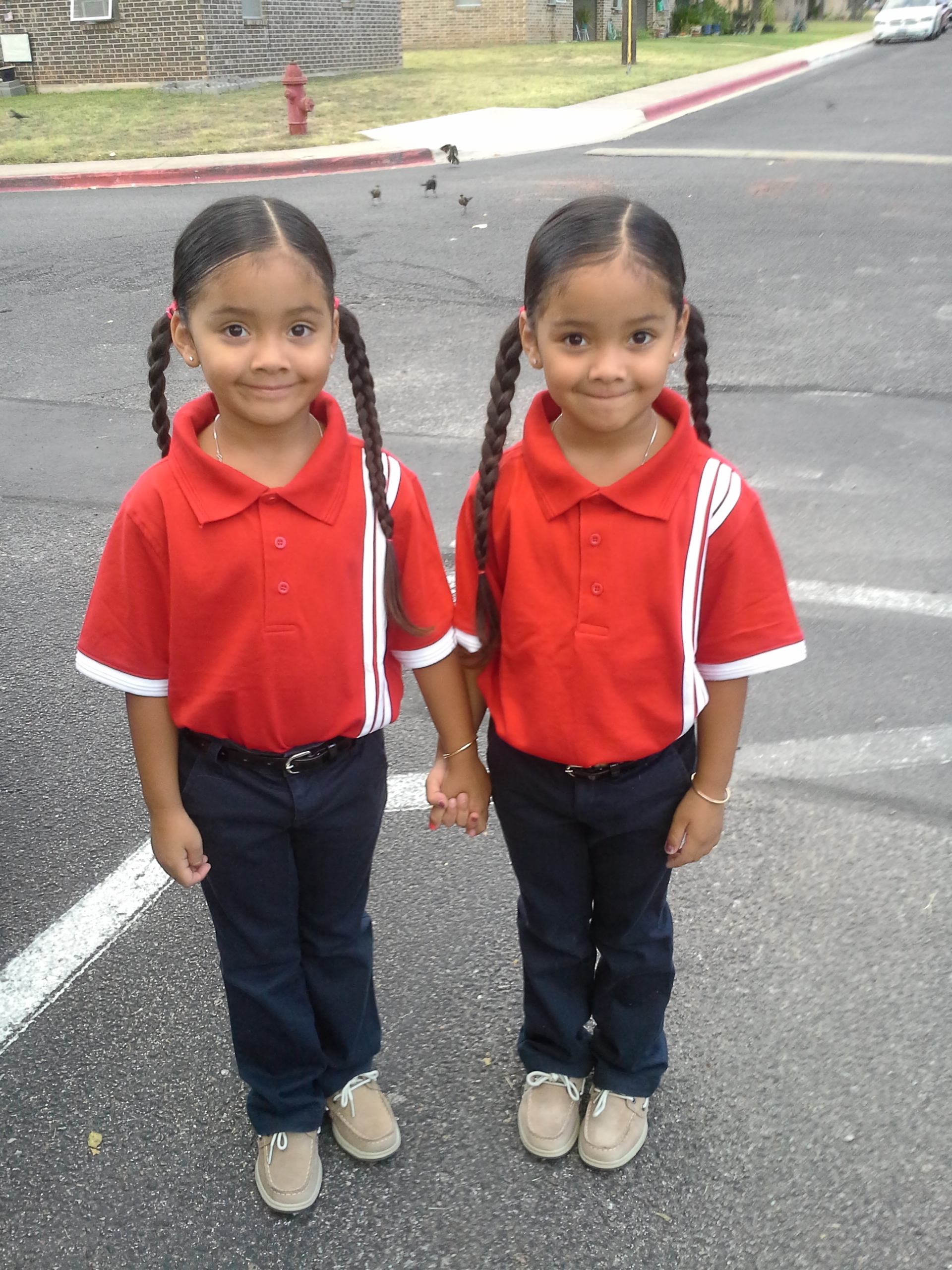 Lavena & Nalena dressed for school