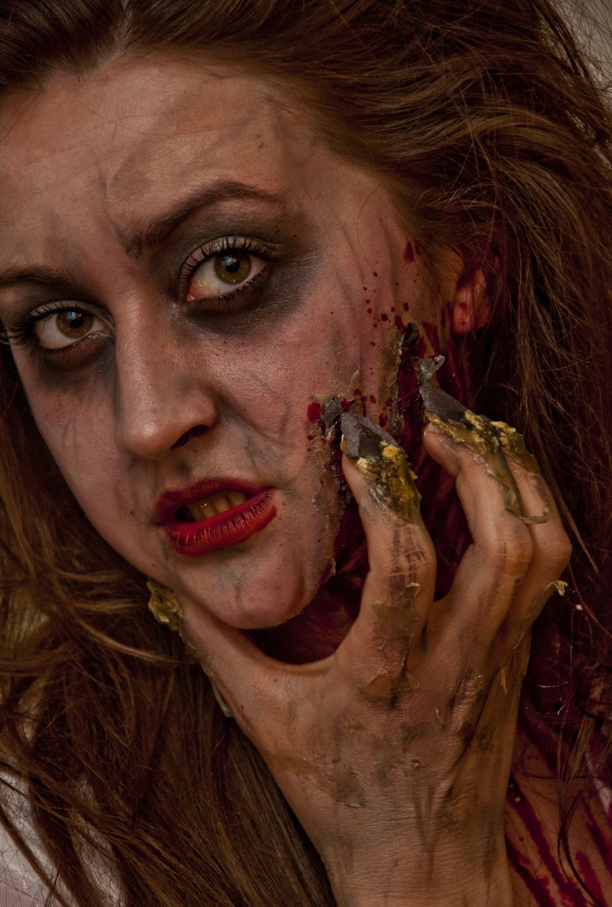 Actor Scarlett Jasmin Groom as the Conjured Spirit. Make-up by Adam-Thomas Bane.